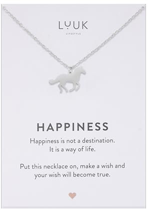 LUUK LIFESTYLE Collana per donna I ragazza con ciondolo a forma di cavallo I pony, accessorio design chic e formale, amore per gli animali, argento