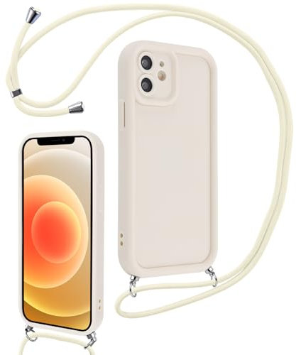 Coalbooliy Coque pour iPhone 11 6,1 avec Cordon de Collier Réglable, Etui Protection de la Caméra Silicone Souple TPU Antichoc Housse avec Corde Lanyard Cover pour Femmes Filles, Blanc