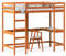 LAPOOH Hochbett mit Schreibtisch Wachsbraun 100x200 cm Massivholz, Bettgestell, Jugendbett, Schlafzimmer Bett, Bed Fram - 842849