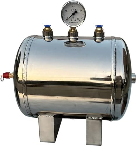 MZZKFC Small Air Storage Tank for Medical Equipment/Compressor/Air Pump, 304 Stainless Steel Horizontal Air Reservoir Tank, Portable High Pressure Air Tank(7.9Gal/30L)