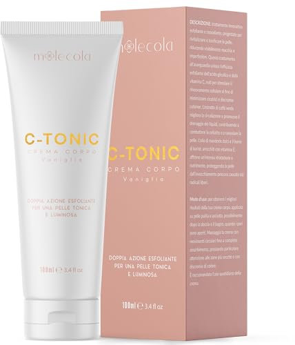 C-TONIC - Hydrating & Exfoliating Body Cream with Warming Effect - Glycolic Acid 150 ml - Vanilla Fragrance - Brightening Formula with Vitamin C - Vegan Certified