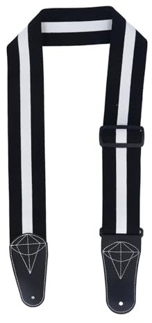 Gitarrengurt aus Dehnbarem Baumwoll-Mikrofaser-Leder für Alle Spieler, Länge Bis zu 220 Cm, für Bass, Akustikgitarre, E-Gitarre (Schwarz und weiß)