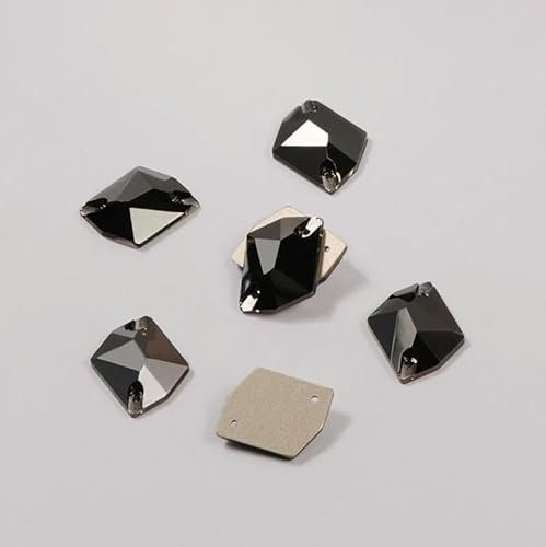 3265 Flache Rückseite zum Aufnähen von Steinen, alle Näh-Glas-Strasssteine, DIY, lose Strasssteine für Kleider, Jet, 13 x 17 mm, 48 Stück