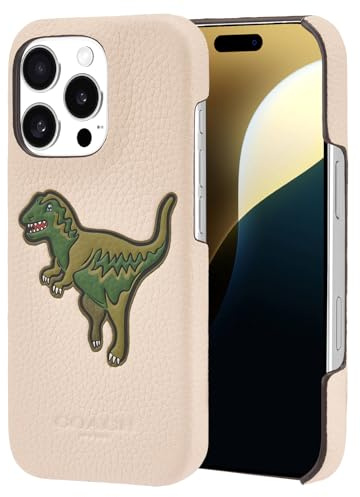 Coach Schutzhülle für iPhone 16 Pro aus genarbtem genarbtem Leder, schlankes Design, Elfenbeinfarben