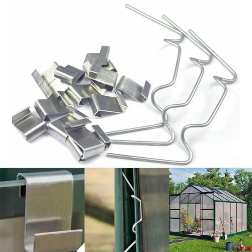 Gewächshaus-Glas-Clips, geeignet für 3 mm oder 4 mm Glas, stark und (50 x Z-Clips + 50 x W-Clips)