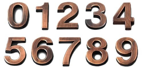 Hausnummern House Number Outdoor Sticker Apartment Self Adhesive Digits Hotel Office Address Residential Door Plate Number On The Front Door Hausnummernschild(Red Bronze,35X23 MM_Number 5)