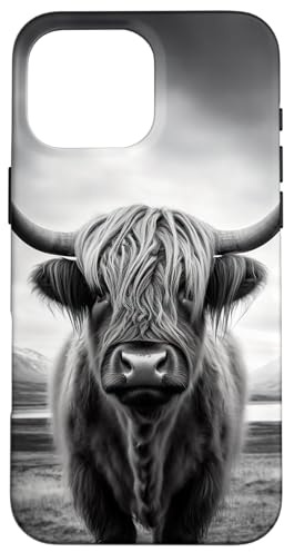 Black and White Highland Cow Case for iPhone 16 Pro Max