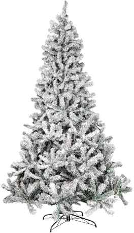 Samuel ALEXANDER 8ft (2.4m) Snow Flocked Artificial Christmas Tree with Green Metal Stand and 1017 Tips