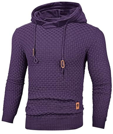 TARAINYA Felpa Uomo Maglione Cappuccio Manica Lunga Sweatshirt Casual Hoodies Coulisse Viola S