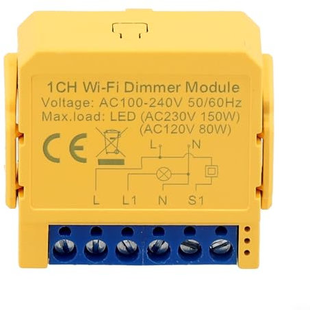 Entgoinggo WiFi Smart Dimmer, Voice Control Switch Dimmer Light Switch With 12 Gang Dimming Capabilities Dimmer Smart Relay(Wifi 1Gang)