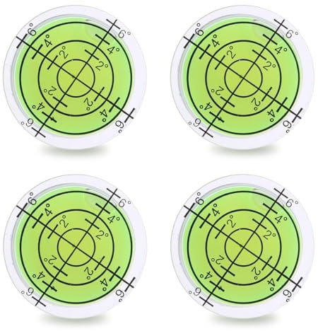 AEIOPRS 4 Pcs Niveles de Burbuja de Precisión Ø 32mm Nivel de Burbuja Pequeño de Doble Cara Ideal para Autocaravanas Decodificadores etc.