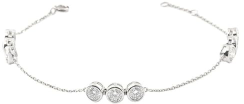 AMDXD Echt Schmuck Au375 Weißgold Armband, Kette Bettelarmband mit Moissanit, Damen Armband Charms 9K, 19cm
