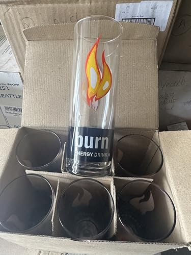 Générique Set di 6 bicchieri ENERGY DRINK BURN 25 cl, nuovo VINTAGE 2000