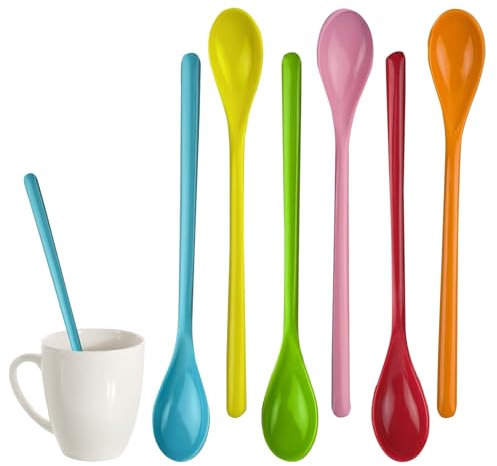 6 Stück EierlöFfel Kunststoff PlastiklöFfel Groß Bunte Melamin Plastik LöFfel KaffeelöFfel,KunststofflöFfel PlastiklöFfel Klein,LöFfel Langer JoghurtlöFfel Bunt EislöFfel Lang Mehrweg PlastiklöFfel