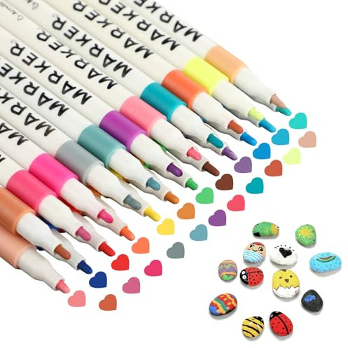 KITDAHOM 36 Farben Acrylstifte - Steine Bemalen - Marker für Steine, Glas, Holz - Wasserfeste Tinte - Zum Bemalen, DIY, Basteln, Geschenke, Dekoration (36 Farben)