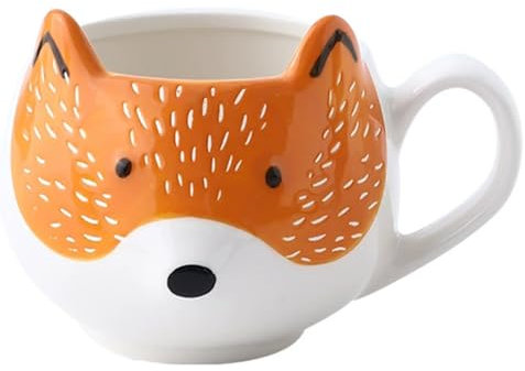 Biigming 3D Fuchstasse Niedliche Tiertasse Keramik Kaffeetasse Tierbecher 350ml Handgefertigte Tassen Weihnachten Geburtstag für Kinder Freunde (Fuchs)