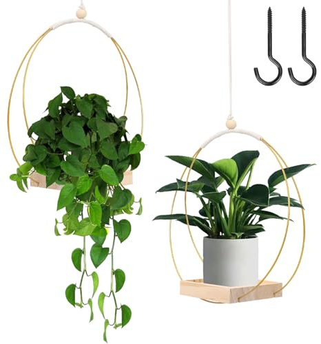 Qivine Makramee Blumenampel Hängend Innen, Fensterdeko Pflanzenampel Hängender Blumentopf Hängend, Hängeblumentöpfe Hängeampel Innen Hängetopf für Pflanzen zum Aufhängen (A)