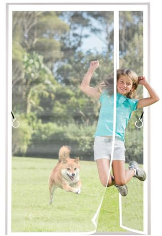 AXFZZRS Zanzariera Magnetica per Porte Finestra, Bianco Zanzariere per Porte con Apertura Laterale, Apertura Laterale Tenda con Calamita, Facile da Installare, per Balcone Soggiorno,80x210cm