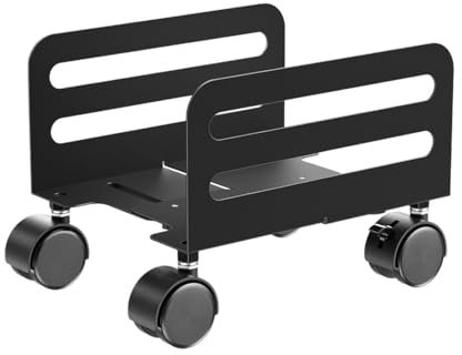 CHIZISX Rollender Computer-Turm aus Stahl, verstellbare Breite, mobiler CPU-Wagen mit feststellbaren Rollen unter dem Schreibtisch