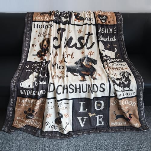 GLOBLELAND Dackel Überwurf Für Damen Und Herren 150x130CM Hundepfote Weiche Gemütliche Flanelldecke Waschbar Flauschige Überwurfdecke Für Zuhause Büro Zimmer Bett Sofa Stuhl Geschenk