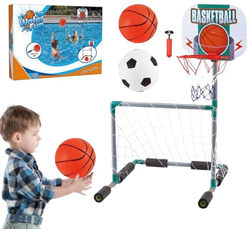 Mppchhn Canasta Baloncesto Piscina | Portería Flotante De Fútbol para Piscina | Juguetes Deportivos Acuáticos para Exteriores Jardín Césped Playa Adultos Adolescentes Fiestas