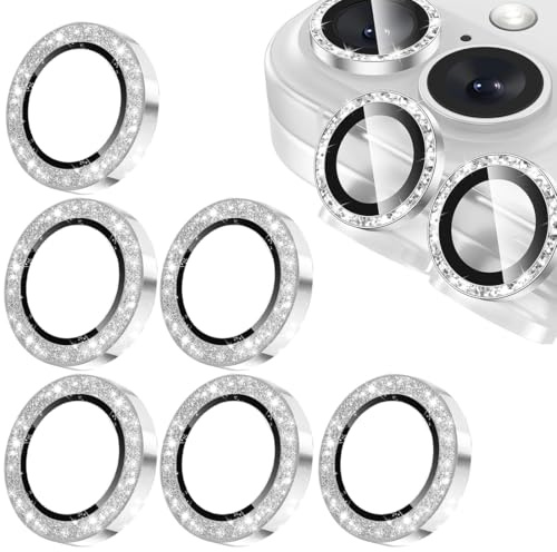 CULEO Mobile Phone Screen Protectors,for iPhone 17 Pro/iPhone 17 Pro Max Camera Lens Protector,Shatterproof Ultra HD 9H Tempered Glass Screen Metal Ring Cover,2 sets Glitter Silver