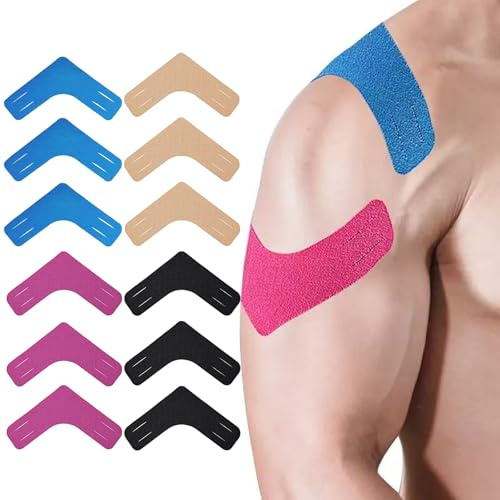 LAOYEFACAI 12 Stück Sport Tape für Knie Vorgeformte V-Zuschneidung für Kniegelenk & Patella Stabilisierung Innenliegendes Therapietape für Basketball Fitness Atmungsaktiv Schmerzlinderung