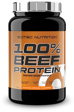 Scitec Nutrition 100% Beef Protein - Hydrolysierte Peptid-Formel | 100 % Eiweiß aus Rindfleisch - mit Aminosäuren - Laktosefrei, Zuckerfrei, Glutenfrei 900 g, Karamell-Banane