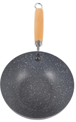 HOMSFOU Mini Poêle Wok Antiadhésive 20 CM pour Usage Domestique Motif Marbre, Ustensile Multifonction pour Sauter