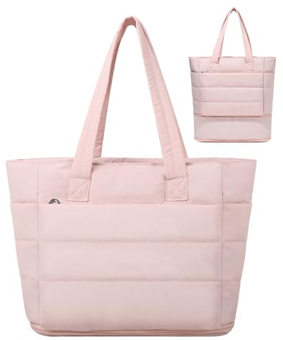 Outplea Sac fourre-tout extensible avec fermeture éclair pour femme, sac fourre-tout léger pour ordinateur portable de 15,6, grand sac fourre-tout de voyage