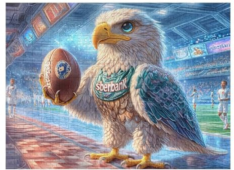 Football Bald Eagle 500 Pcs Jigsaw Puzzles Raptor Ball Field Puzzles for Adults Teens Fun Family Game Team Building Stress Reducing Autumn Durable Cardboard 500 PCS