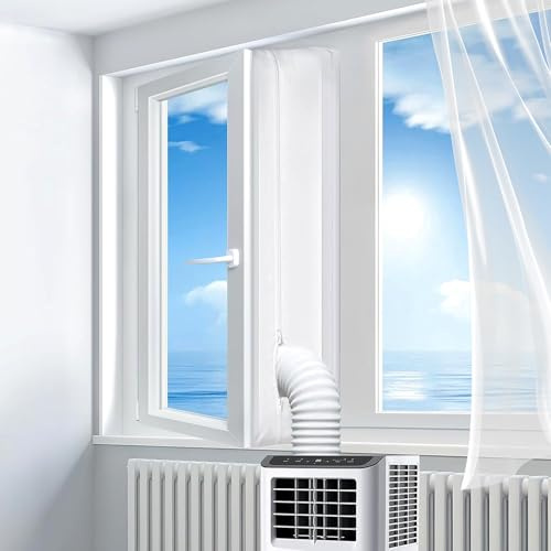 Fensterabdichtung für Mobile Klimageräte, 500CM Klimaanlage Fensterabdichtung, Klimaanlagen, Wäschetrockner, Ablufttrockner, Hot Air Stop zum Anbringen an Fenster, Dachfenster, Flügelfenster