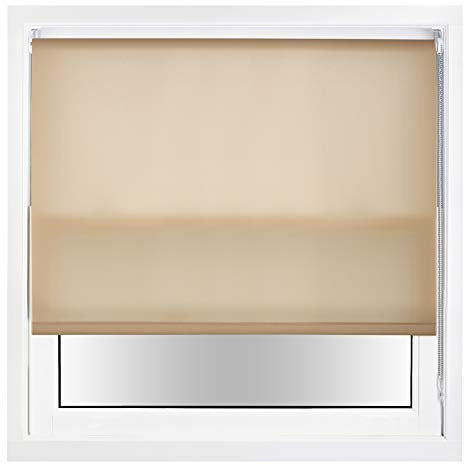 FURNISHED Daylight Roller Blinds with Metal Fittings, Trimmable - Cappuccino, 60W x 165H cm