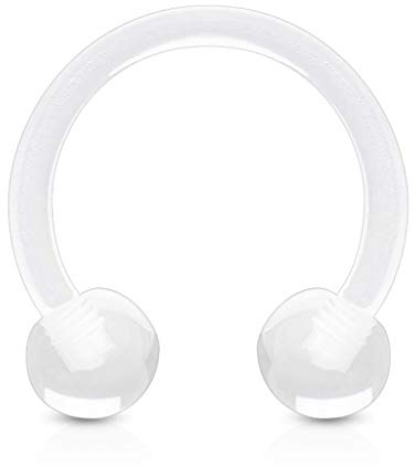 viva-adorno Universal Hufeisen Piercing Kunststoff mit Kugeln Septum, Lippe, Augenbraue, Nase Z292, klar 1,2x10mm