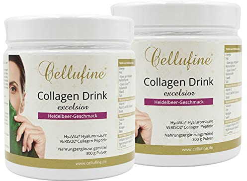 Cellufine EXCELSIOR VERISOL Collagen Lift Drink mit Hyaluronsäure 2x300g I VERISOL Collagen-Peptide I hautfreundliche Vitamine