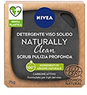 NIVEA Naturally Clean - Exfoliante facial sólido de limpieza profunda, 75 g, exfoliante facial 100% natural con carbón activo y ácido cítrico, exfoliante facial con fórmula vegana