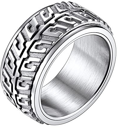 Richsteel Damen Herren Edelstahl Mechaniker Biker Fingerring Punk Spinnerring Zappel Bandring mit Geschenkebox für Valentinstag Geburtstag