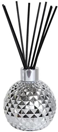 Aroma Silver Glass Reed Diffuser & 50 Black Fibre Reeds
