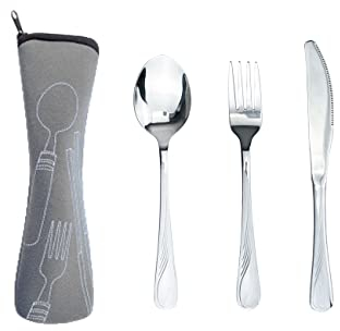 3PCS Cubiertos de Acampada,Juego de Cubiertos Acero Inoxidable,Juego Set cubiertos de viaje para acampar,Picnic Cubiertos Trabajo,Cubiertos Oficina,Cubiertos Portátiles para el Hogar/la Escuela/Picnic