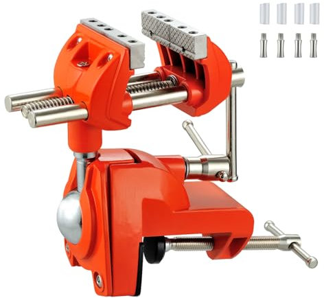MAXMAN Schraubstock mit Klemmpfosten Universal 8 Zoll Holzbearbeitung Schraubstock 360° Schwerlast Stahlguss Tischschraubstock mit Drehfuß für DIY Projekte, Handwerkskunstkreationen und Modellieren