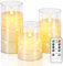 Homemory Flackernde Flammenlose Kerzen mit Lichterkette, Batteriebetriebene Kerzen mit Fernbedienung und Timer, Eingebettete Lichterkette, Unzerbrechliche LED-Kerzen, Elfenbeinweiß, 3er-Set