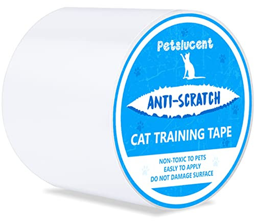 Petslucent Cat Scratch Deterrent Sticky Paws Tape, Cat Furniture Protector Trainning Tape Anti Scratching, Double Sided Guards for Carpet, Sofa, Couch, Better than Repellent Spray (Blue-3in x 30Yard)