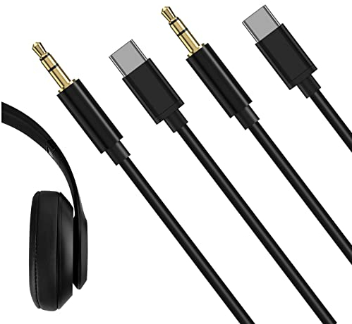 Linkidea Audio Cable for Beats Solo 4, Solo 3.0, Solo 2.0, Solo 1.0, Studio Pro, Studio 3, Studio 2, Studio, Mix Headphones, USB-C to 3.5mm Replacement Aux Cord (3.3ft / 1m 2 Pack)
