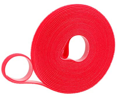 1 rotolo 5 m x 15 mm fascette in autoadesiva riutilizzabili, fascette in autoadesiva regolabili, fascette per cavi a taglio libero(Rosso)