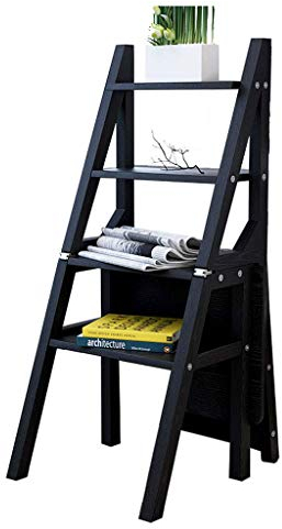 Collic Tragbare Multifunktionalische Stufe Stuhlschrank Retro -Stuhl Retro -Stuhl Feste Holzleiter Treppe Hocker 4 Stufenleiter