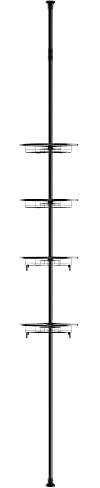 KANGXIN Étagère de douche télescopique sans perçage - 4 paniers - Taille réglable de 110 à 280 cm (noir)