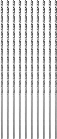 QUARKZMAN 10pcs Extra Long Perceuse Mèches Foret Hélicoïdal, 2mm HSS Perceuse Embout avec Haute-Vitesse Acier Droit Tige 120mm Longueur pour Métal Boiserie Plastique Aluminium Alliage