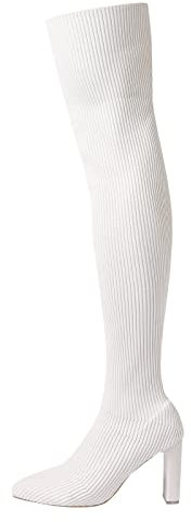 Stivali Alti Donna sopra Il Ginocchio Stivali Alti Donna con Tacco Stivali Motocross 45 Stivali Donna Invernali Bassi Scarpe da Donna Espadrillas Donna Zeppa Lacci Sandali Bassi Donna I-Bianco 40