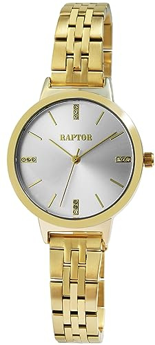 Raptor Fleur Damen-Uhr Edelstahl Faltschließe dezent modern Analog Quarz RA10229 (goldfarbig)