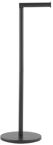 Beldray LA0532708BLKFEU7 Supporto per rotolo di carta igienica - autoportante, Accesso facile, Capacità fino a 4 rotoli, Base tonda per stabilità, Finitura nera opaca, salvaspazio, 56 x 19.5 x 17cm